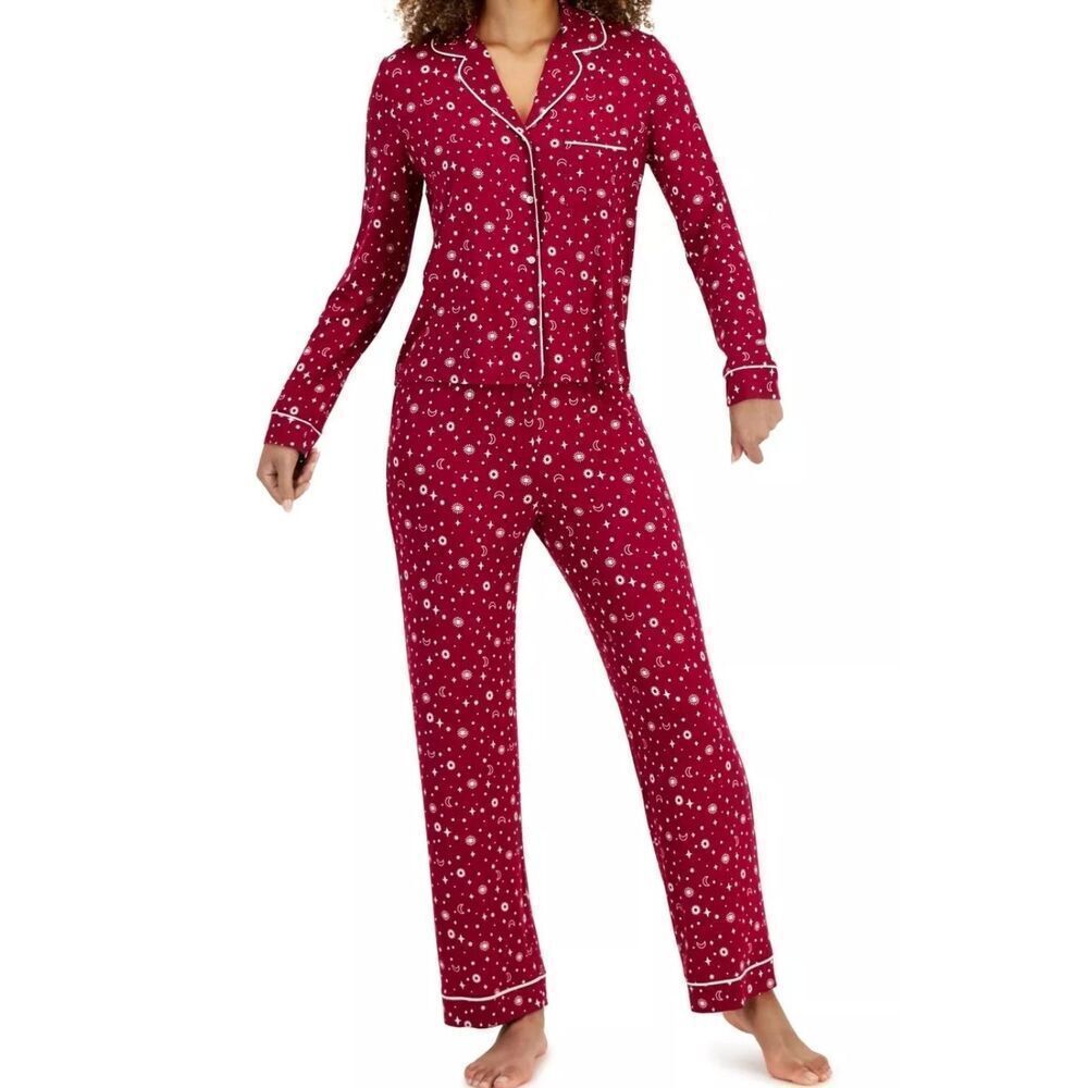 Jenni NWT size XXL pajama set maroon moon and stars